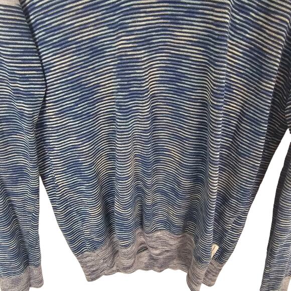 Armani Exchange Sweater Knit Sweater Mens M Gray Blue Striped Sweater V-Neck - Picture 3 of 8